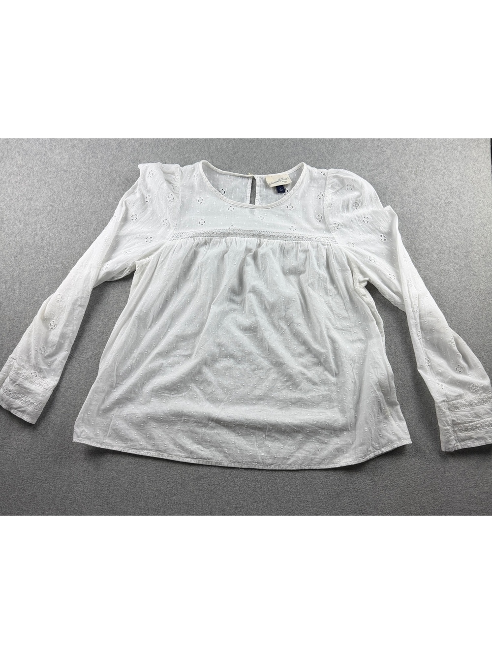 Universal Thread White Eyelet Blouse Large Cotton Boho Prairie Cottagecore